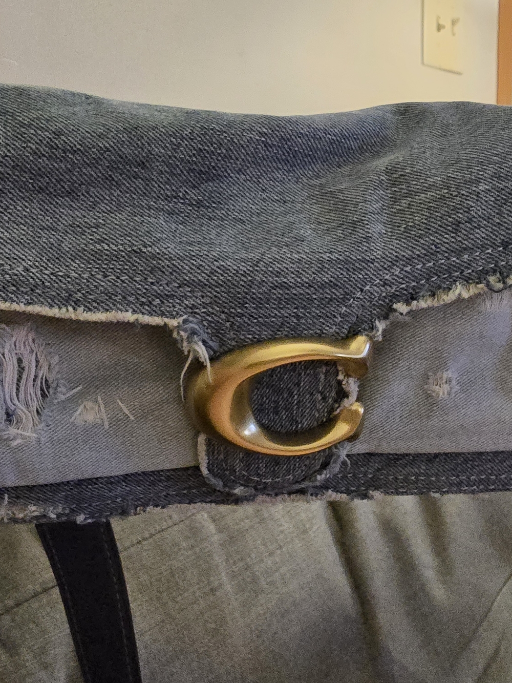 Coach Denim Crossbody with Gold 'C' Buckle